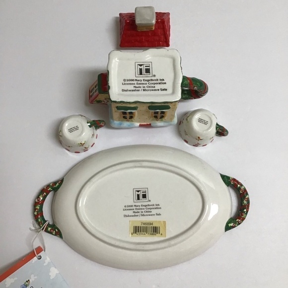 Mary Engelbreit Mini Tea Set Home Sweet Home 2000 Christmas Touches Ceramic NEW - Picture 5 of 10